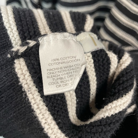 Loft Cotton knit sweater, black and white with the cutest seams. Womens Large. - Picture 5 of 6